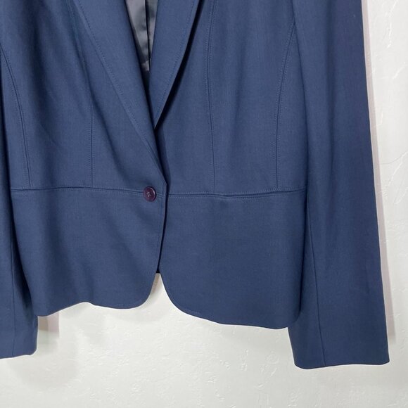 Talbots Navy Blue Wool One Button Blazer Jacket Size 12 - Picture 3 of 10